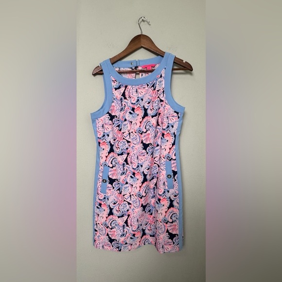 Lilly Pulitzer Angie Stretch Shift Dress In High Tide Navy Its For Shore Size 8 - Picture 5 of 16